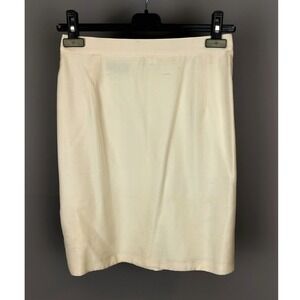 Vintage Silk Tailored Mini Skirt Simon Chang Size Small Cream High Waist Mid